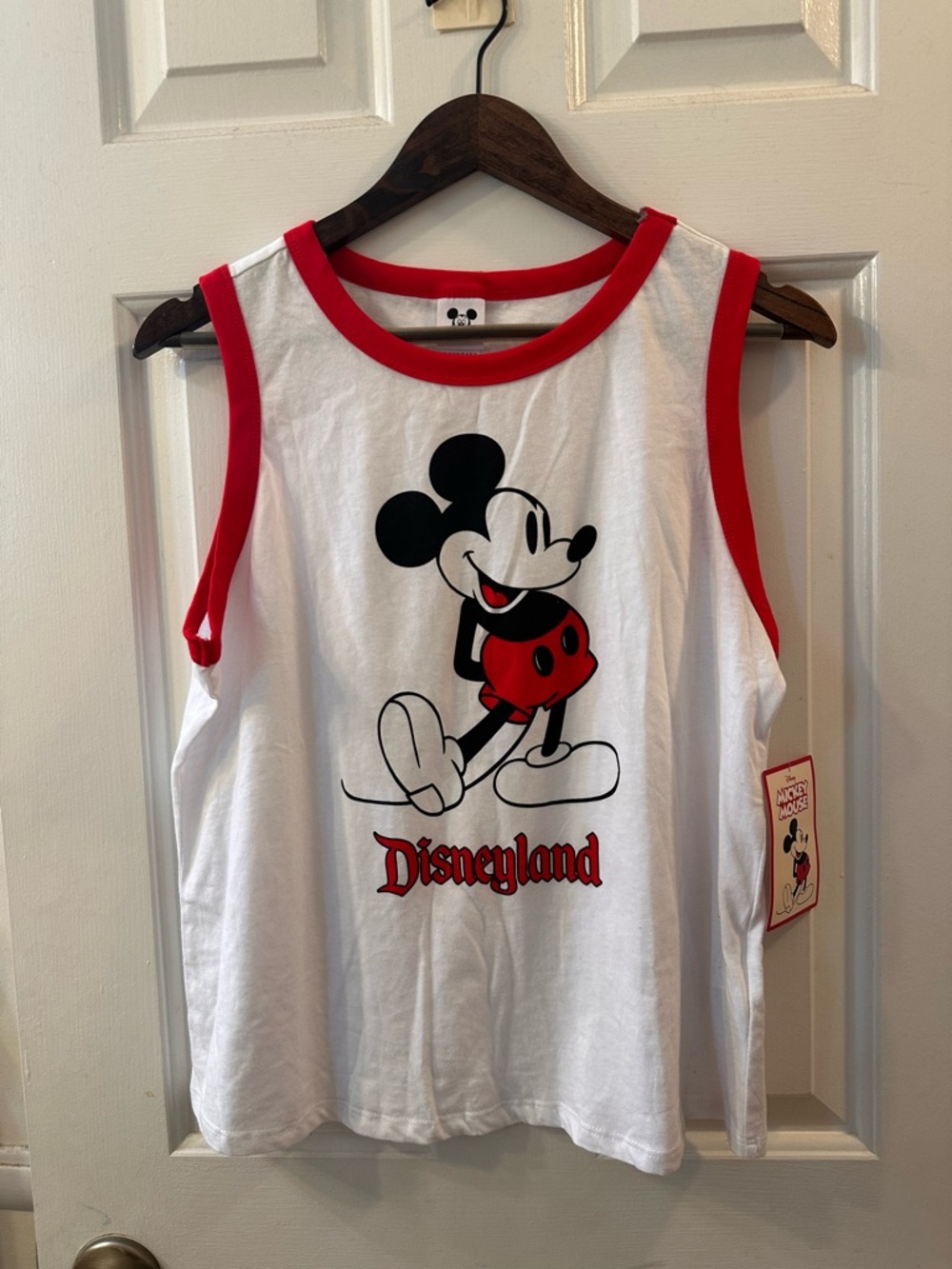 Disney White Red Mickey Mouse Ringer Tank Top